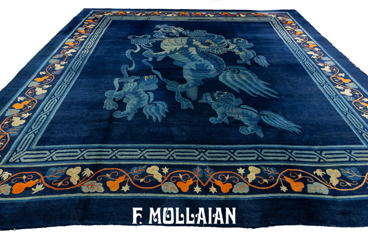 Tappeto Pecchino Disegno Foo Dogs Blu Colore n°:96998490